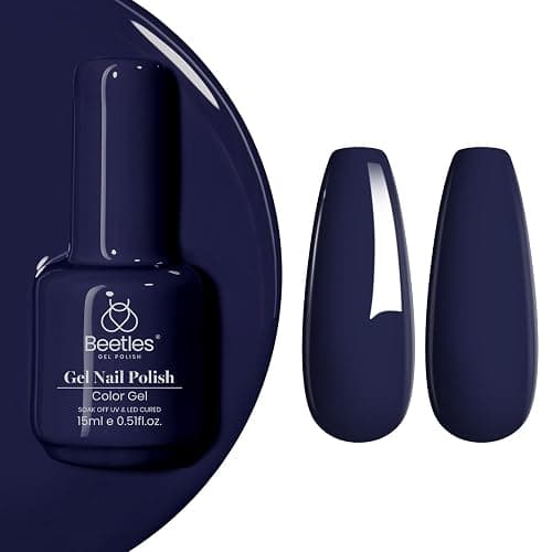 Beetles Gel Nail Polish 15 ml Midnight Navy Blue Solid Dark Blue Deep Color Soak Off LED UV Lamp DIY Decoration Manicure Art Design Salon at Home Gel Nail Gifts for Her - Image 1