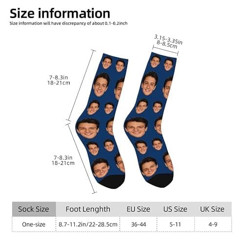 COWDIY Custom Faces Socks with Photo Personalized Funny Crew Socks Gift Novelty Sock for Men Women thumbnail 4