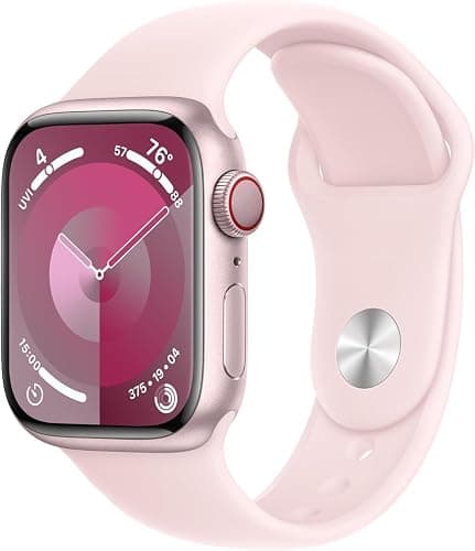 Apple Watch Series 9 [GPS + Cellular 41mm] Pink Aluminum Case with Pink Sport Band S/M (Renewed Premium) - Pink Aluminum Case with Pink Sport Band S/M - 41MM - 4G - Image 1