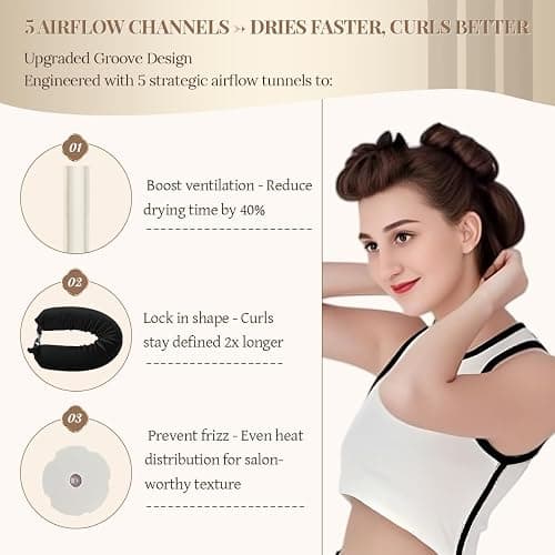 3-Piece Segmented Heatless Hair Curler Set, 1.2" Soft Velvet No Heat Curls Overnight Blowout Rods to Sleep In, DIY Silk Scarf Curling Headband for Long Hair & Medium Hair, Travel Bag Included-Black thumbnail 4
