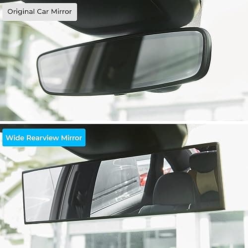 JOYTUTUS Rear View Mirror, Universal 11.81 Inch Panoramic Convex Interior Clip-on Wide Angle Mirror to Reduce Blind Spot Effectively for Car SUV Trucks -Clear thumbnail 2
