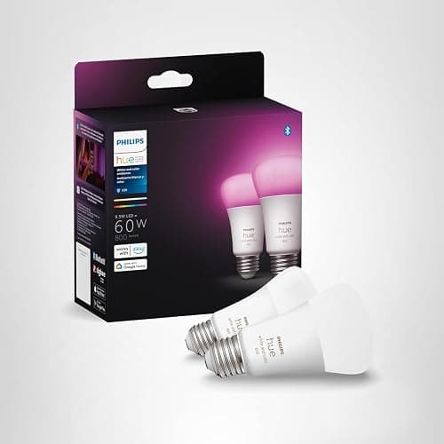 Philips Hue Smart 60W A19 LED Bulb - White and Color Ambiance Color-Changing Light - 2 Pack - 800LM - E26 - Indoor - Control with Hue App - Works with Alexa, Google Assistant and Apple Homekit thumbnail 9