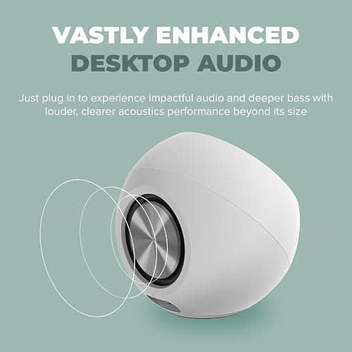 Creative Pebble Pro Minimalist 2.0 USB-C Computer Speakers with Bluetooth 5.3 and Customizable RGB Lighting, Clear Dialog and BassFlex Tech, USB Audio, Headset Port, for PC and Mac (White) thumbnail 3