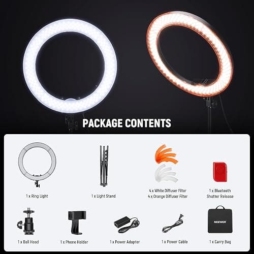NEEWER 55W 18"/45cm Ring Light Kit [New Version], 5600K Dimmable LED Ringlight Tripod Stand Phone Holder for iPhone Selfie Makeup Lash Tattoo Studio Photo Video Recording Photography Lighting, RL-18 thumbnail 11