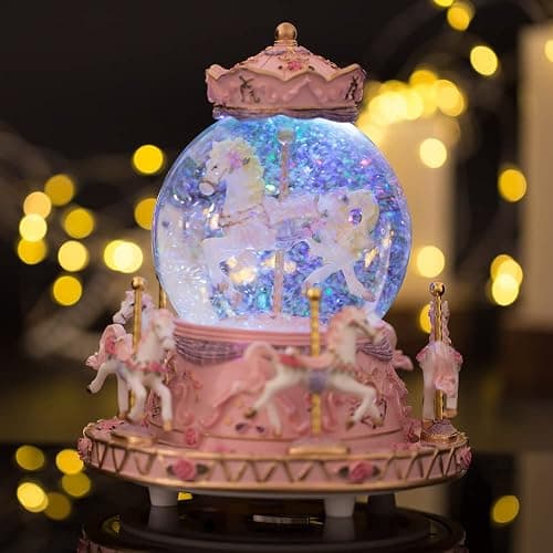LOVE FOR YOU Gift Wrapped Music Box Carousel Horses Color Lights Unicorn Musical Snow Globe for Girls and Women Kids Sister Daughter Mom Granddaughter Grandma Christmas Birthday Presents Gifts thumbnail 8