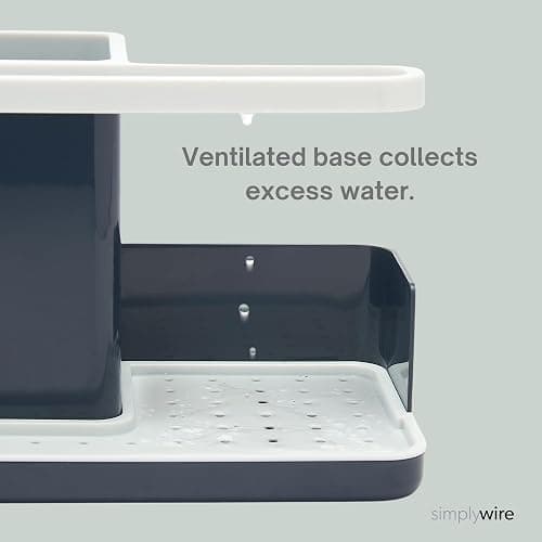 simplywire – Sink Tidy/Caddy – Kitchen Sink Organiser – Removable Drip Tray – Non-Slip - Grey & White - Dark Grey thumbnail 4