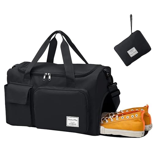 Aedcbaide Travel Bag,Gym Bag Womens,Duffle Bag with Shoe Compartment,Lightweight Foldable Weekend Bags for Women,Dry and Wet Overnight Bags for Women,Sports Bag for Woman Man(Black) - Image 1