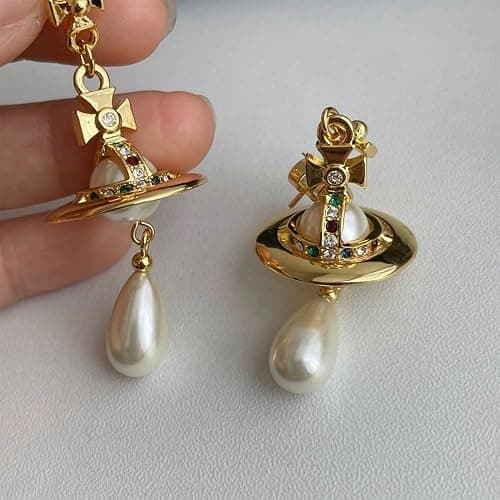 ZHOUMEIWENSP Silver Saturn NANA Earrings Planet Dangle Earrings Space Hypoallergenic Punk Earrings for Women thumbnail 6