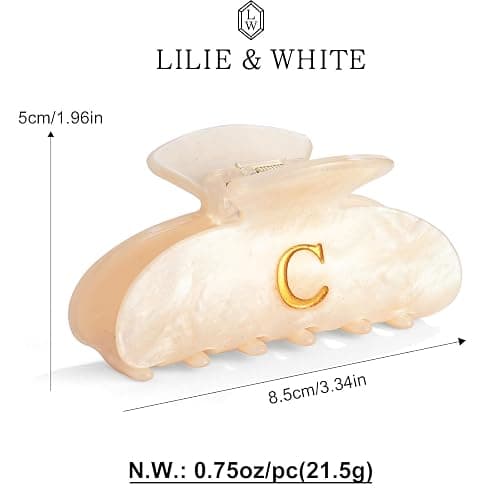 LILIE&WHITE Acrylic Letter Hair Clips For Women Stylish C Monogram | Galentines Day Gifts for Women Claw Clips Elegant And Durable Hair Accessory Large Hair Clips C thumbnail 7