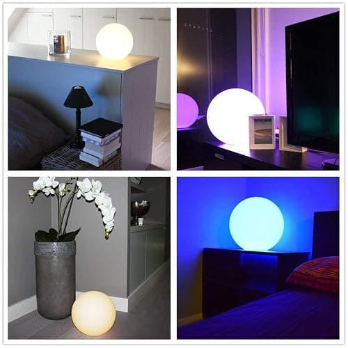 Borelor LED Ball Light, 6-Inch Rechargeable & Remote Control Globe Lights 16 RGB Colors Changing Indoor/Outdoor Night Light for Home/Party/Lawn/Desk Decoration thumbnail 5
