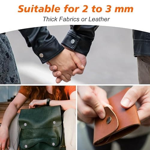 Qfun 120 Set Snap Fasteners Kit for Leather 12mm Metal Button Snaps Press Studs with 4 Setter Tools, 1 Hammer, 4 Color Leather Snaps for Clothes, Jackets, Jeans Wears, Bracelets, Bags thumbnail 5