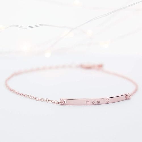 Petite Boutique 16K Gold Your Name Bar Bracelet Personalized gift Gold Plated bar Delicate Hand Stamp Best bridesmaid Wedding Graduation Gift thumbnail 2