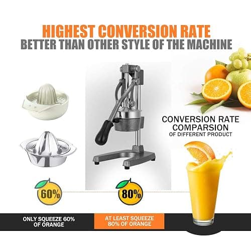 Gowintech Commercial Heavy Duty Cast Iron Hand Press Manual Orange Citrus Lemon Lime Grapefruit Pomegranate Fruit Juice Squeezer Machine with Stainless Steel Cup Grey thumbnail 4