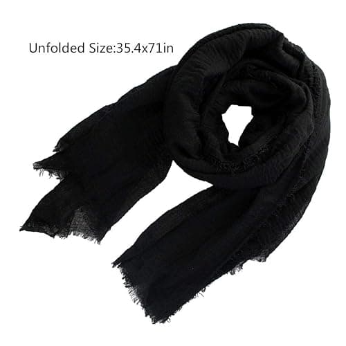 Women Summer Cotton Blend Crinkle Vintage Soft Long Scarf Linen Beach Shawl Wrap thumbnail 2