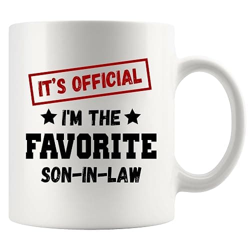 It's Official I'm The Favorite Son-In-Law Funny Son In Law Gifts From Mother Father-In-Law Family Novelty Drinkware Ceramic Mug 11 oz White - Image 1