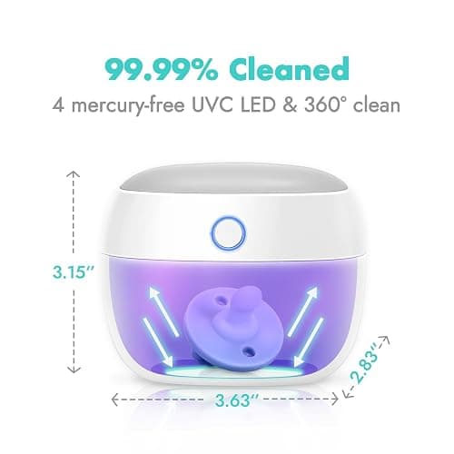 Papablic Portable Pacifier Sanitizer, UV Light Sanitizer Case On The Go for Baby Health, USB Rechargeable Mini Travel Sanitizer Box, 99.99% Cleaned in 59 Seconds thumbnail 2