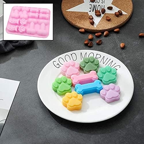 2 PCS Silicone Paw Bone and Fish Shaped 3 in 1 Baking Moulds Pink Non Stick Dog Paw Bone Chocolate Moulds for Cake Cookie Jelly Ice Cube Trays Dog Treats thumbnail 2