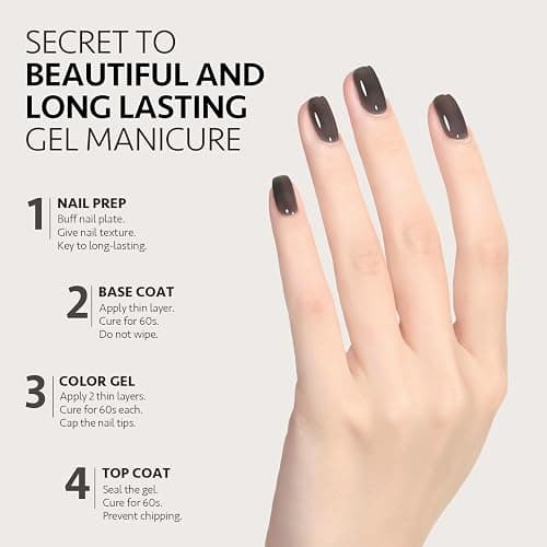GAOY Jelly Nude Black Gel Nail Polish, 16ml Sheer Neutral Translucent Soak Off Gel Polish, UV Light Cure for Nail Art DIY, 1724 Smoked Glass - Smoked Glass thumbnail 5