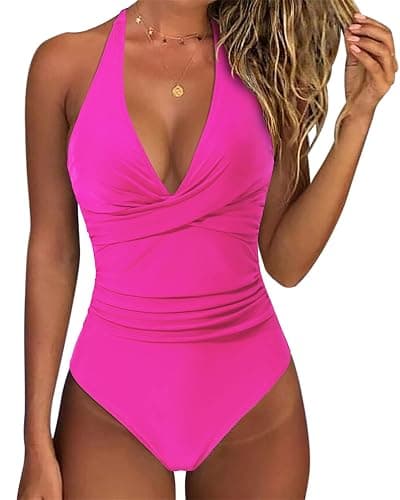 SUUKSESS Women Sexy Tummy Control One Piece Swimsuits Halter Push Up Bathing Suits - Image 1