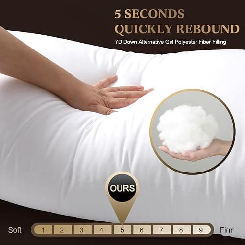 SHERWOOD Body Pillow 20 x 54 Inch Long Pillow, White Cotton Fabric with Down Alternative Filling (Body Pillow) thumbnail 3
