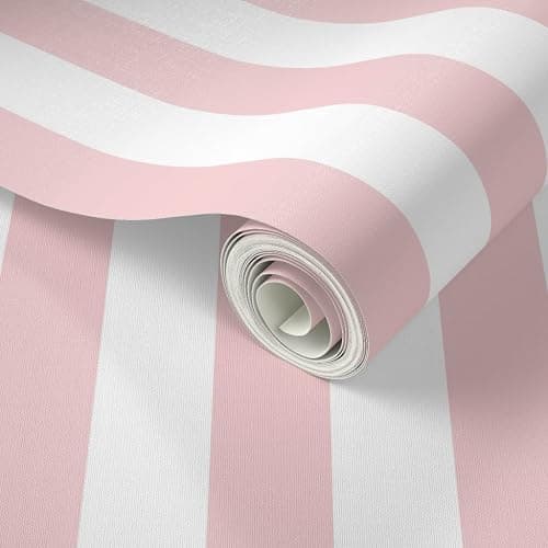 Peel & Stick Wallpaper 3ft x 2ft - Bold Stripe Dogwood Vertical Stripes Pink White Geometric Custom Removable Wallpaper by Spoonflower thumbnail 3