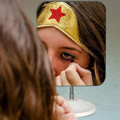 YEAKE Adjustable Flexible Gooseneck Makeup Mirror,360°Rotation Folding Portable Desk Vanity Mirror with Stand Shower Shaving Cosmetic Mirror Square thumbnail 5