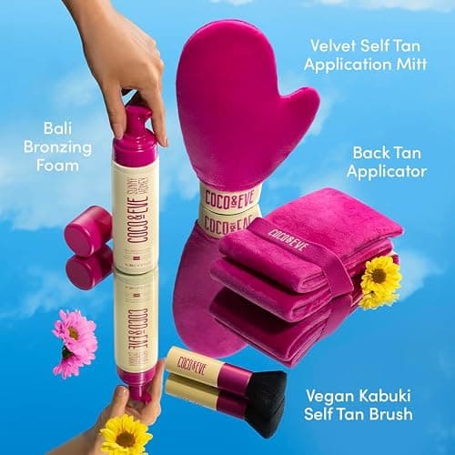 Coco & Eve Bali Bae Self Tan Set (Dark). All Natural Sunless Tanning Mousse. Instant Self Tanning Lotion with Bronzer, Miit & Back Applicator for Flawless Application and Bronze thumbnail 4