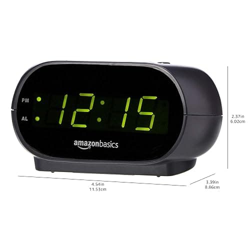 Amazon Basics Small Digital Oval Alarm Clock With LED Display, Nightlight & Battery Backup, Black, 4.5 x 3.5 x 2.4 Inches thumbnail 3