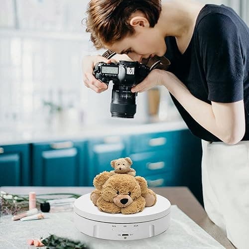 Motorized Photography Rotating Display Stand, 90/180/360 Degree photography turntable stand, Photography Turntable with 6 PVC Backgrounds for Product Photography Display, Jewelry, Watch, 3D Models thumbnail 2
