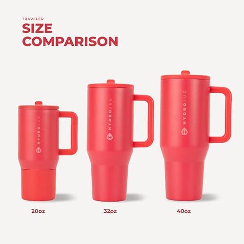 HydroJug Traveler 32oz, Insulated Tumbler with Handle & Straw, Fruit Punch | Triple wall insulated, flip straw lid, leak-resistant, stainless steel, cup holder friendly, BPA-free, dishwasher safe thumbnail 6