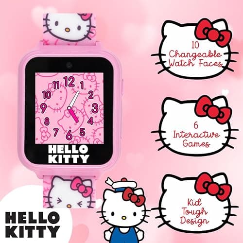 Accutime Hello Kitty Kids Smartwatch - Interactive Touchscreen with 10 Watch Faces, Camera, Games, Alarm, Step Tracker & More - Fun Gift for Girls with Pink Silicone Strap - Fits Wrists 5.5'' to 8.0" thumbnail 3