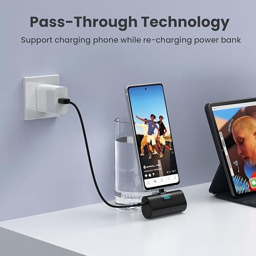 [2-Pack]Portable Charger for iPhone 17/16/15 Series,Upgraded 5200mAh PD USB C Power Bank Built-in USB-C Connector, Battery Pack Compatible with iPhone 17/17 Pro/17 Pro Max/16/15 Series,Samsung,Android thumbnail 5