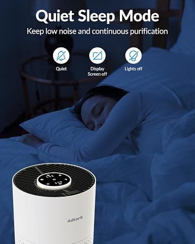 Air Purifiers for Home Bedroom, ADTARK Air Cleaner with H14 True HEPA 3-in-1 Filter, Sleep Mode & Aroma Function, 3 Light Modes, Room Air Purifier with 3 Timer for Office, Dorm, Hotel (White) thumbnail 6