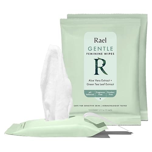 Rael Feminine Wipes, Flushable, Travel Size, All Skin Types, Daily Use (Gentle, 10 Count Pack of 3) - Image 1