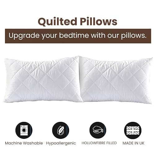 2 Pack Premium Hotel Pillows – Quilted Cover & Soft Hollowfibre Filling – Down Alternative Bed Pillows for Back, Side & Stomach Sleepers – Plush & Supportive thumbnail 3