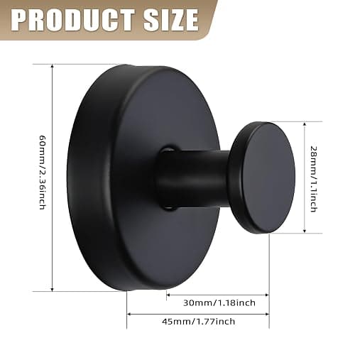 Fenas Suction Cup Hooks for Shower No-Drill Bathroom Hooks for Towels, Robes, Loofah Mountable on Bathroom Walls, Kitchen, Glass, Mirrors, Tile and Smooth,Non-Porous Surfaces (4, Matte Black) thumbnail 3