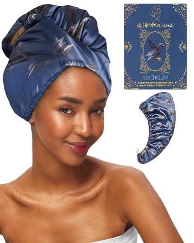 Kitsch Harry Potter x Satin Microfiber Hair Towel Wrap for Women - Super Absorbent, Quick Dry, Anti-Frizz, for Long & Short Hairs, Turbans for Women, Hair Wrap - Hufflepuff - Ravenclaw thumbnail 7