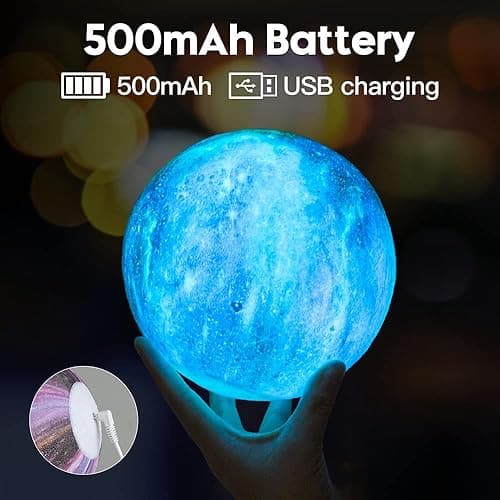 BRIGHTWORLD Moon Lamp Galaxy Lamp 5.9 inch 16 Colors LED 3D Moon Light, Remote & Touch Control Moon Night Light Christmas Gifts for Girls Boys Kids Women Birthday（Wooden Base） thumbnail 3