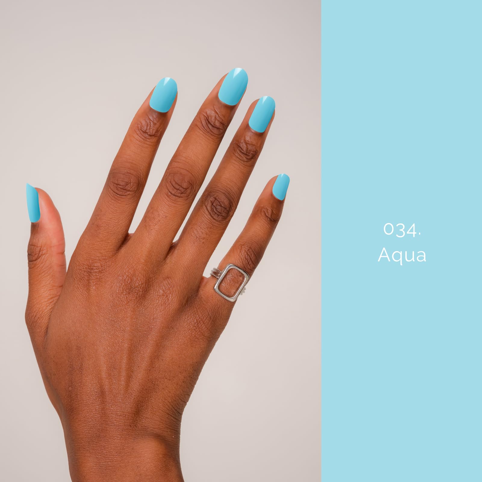 NAILOG Semi Cured Gel Nail Strips (20 Extra Long Polish Stickers/Wraps) | Glossy & Long Lasting Soft Gel Finishing Nail Strips,Aqua thumbnail 2