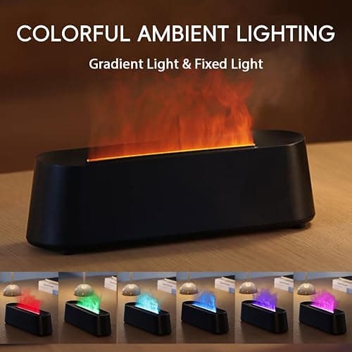 YALEDI Essential Oil Diffuser, Fireplace Fire Flame Aromatherapy Diffuser, 250ml Cool Mist Humidifier, Scent Aroma Diffuser with 7 Colors Light, Remote Control, Timer & Auto-Off for Home, Room (Black) thumbnail 3