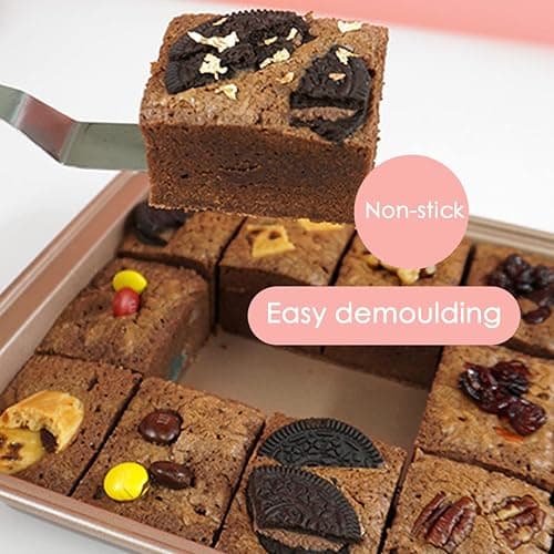 Brownie Pan with Dividers, Non Stick Brownie Baking Pan, 18 Pre-slice Carbon Steel Bakeware Tray with Grips for Oven Baking Bread, Square Mold Tray for Baking Cake Biscuit Muffin, 12X8X2'' thumbnail 6