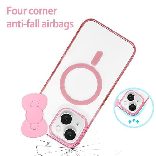 DLIIDCA Cute Cartoon 3D Bowknot Design Compatible for iPhone 15 Pro Case, Kawaii Fun Design Transparent Magnetic Shockproof Protective case for Boys and Girls for iPhone 15 Pro 6.1" 2023 (Pink) - for iPhone 15 Pro(6.1inch) - Pink thumbnail 5