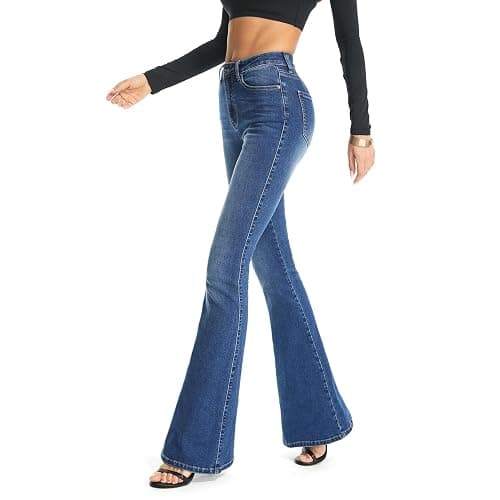 FLYING BANANA Women's Totally Shaping Curvy Stretchy Bootcut Flare Denim Jeans - Image 1