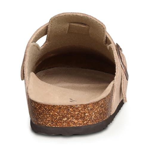 KIDMI Genuine Suede Clogs for Women Men Cork Footbed Mules Potato Shoes | Arch Support, Comfortable, Leather Slip On, Fall, Casual, Indoor Outdoor, Non-slip Rubber Sole, Adjustable Metal Buckle thumbnail 6