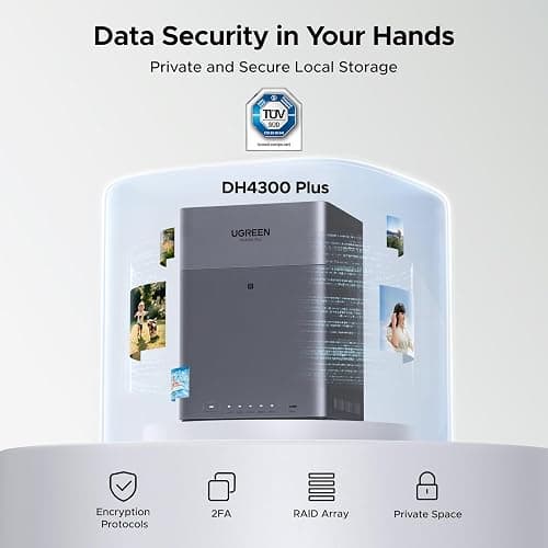 UGREEN NAS DH4300 Plus 4-Bay Desktop NAS, Support Capacity 128TB (Diskless), Remote Access, AI Photo Album, Beginner Friendly System, 8GB LPDDR4X RAM, 2.5GbE, 4K HDMI, Network Attached Storage thumbnail 6