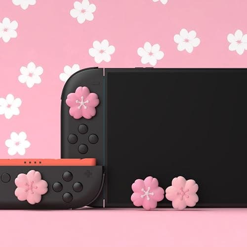 PlayVital Thumb Grips for Nintendo Switch 2 | Kawaii Silicone Joystick Caps (4-Pack) - Cute Accessories Design Thumbstick Covers - Blush Cherry Blossom Petals thumbnail 3