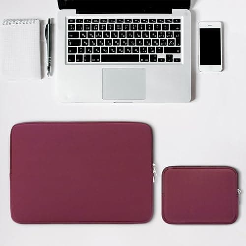 RAINYEAR 13 Zoll Laptop Hülle für MacBook Air 13 Zoll M4 M3 M2 M1 A3240 A3113 A2681 A2338 A2337, 13,3 & 14 Zoll MacBook Pro Schutzhülle mit Zubehörtasche (Rot) thumbnail 5