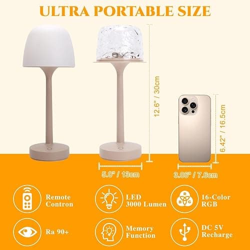 Shower Lamp Bathroom Lamp with Remote RGB Dynamic Water Ripple LED Lights | 16 Mode All-Mood, Basic 3-Color Dimming, IP44 Waterproof for Shower Spa Bedroom Relax, Portable 3600mAh Recharge, Ready Gift thumbnail 8