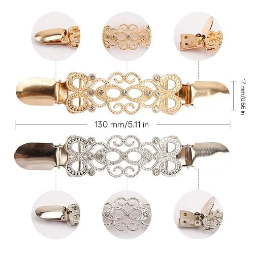 Cinch Sweater Shawl Dress Clips Back Cinch Clothing Cinch Shawl Clips for Women - Gold+Silver 2pcs thumbnail 3