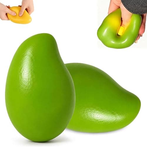 2Pack Premium Crunchy Mango Squishy Stress Ball, Thermochromic Green to Yellow Sensory Fidget Toy with Gentle Crunch Sound & Slow Rising Squeeze, ASMR Desk Toy, Anxiety Relief Gift for Office Home - Image 1